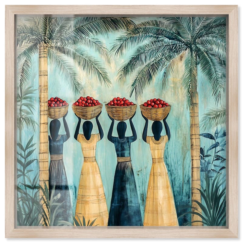 Walk Under Palms Shadowbox by Art Remedy - Natural - 30" x 30"