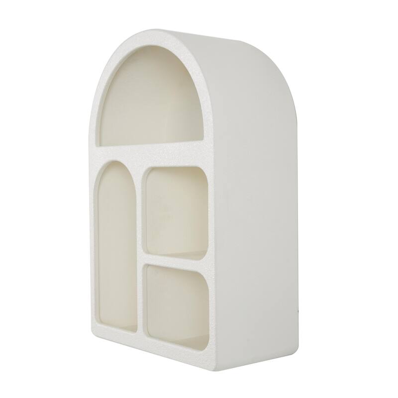 Wooden Geometric Arched 4 Shelf Room Wall Shelf with Varying Block Shapes - Cream or Black - Roche River Decor