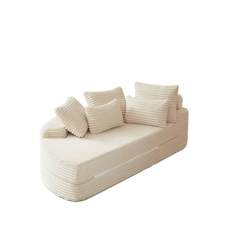 78.5-Inch Corduroy Semi-Circular 2-in-1 Sofa Bed,Designer Recliner with Pillow