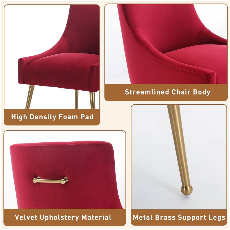 Clihome Stainless Steel Frame Dining Velvet Side Chairs(Set of 2)