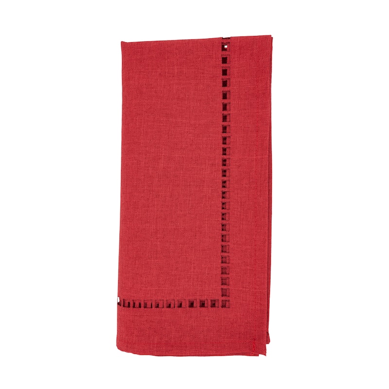 Laser-Cut Hemstitch Napkin (Set of 4) - Set of 4 - Red