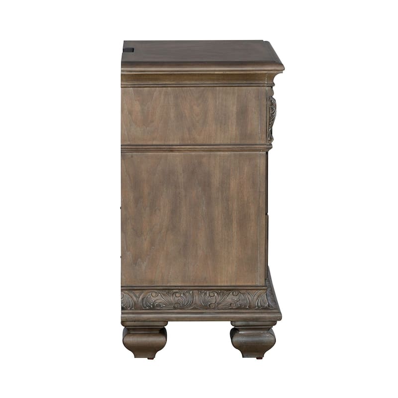 Carlisle Court Chestnut 3 Drawer Nightstand with Charging Station