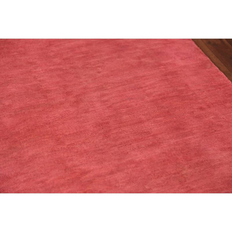 Pink Gabbeh Oriental Runner Rug Hand-Knotted Wool Carpet - 3'2" x 12'3"