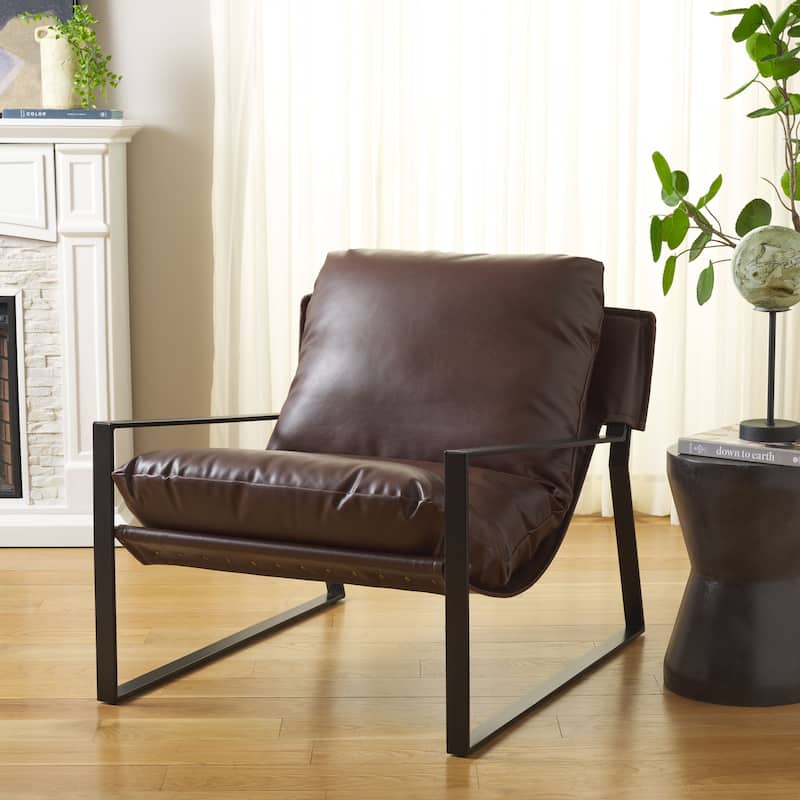 SAFAVIEH Elinor Pillow Top Accent Chair (Fully Assembled) - 31 In. W x 35 D In. x 33 In. H - 31Wx35Dx33H