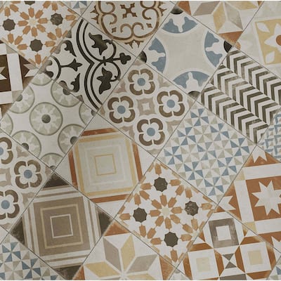 Cruz Bay Studio MKT61123 Seville - 8" x 8" Encaustic Floor and Wall - Sepia Matte