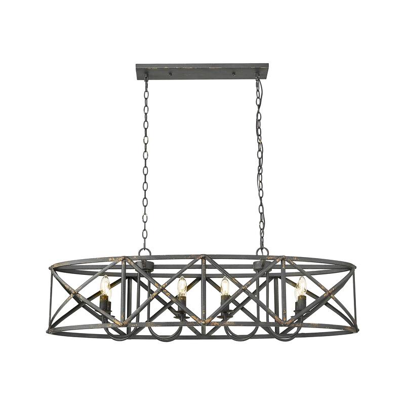 Golden Lighting Alcott 8-light Island Light in Antique Black Iron - Gold