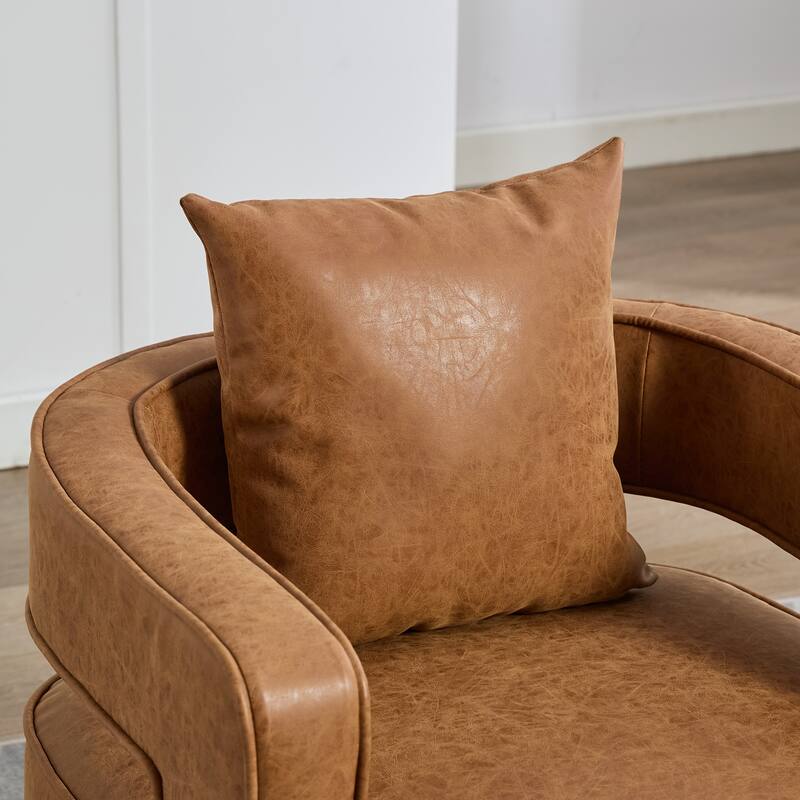 PU Leather Swivel Chair with Wood Base