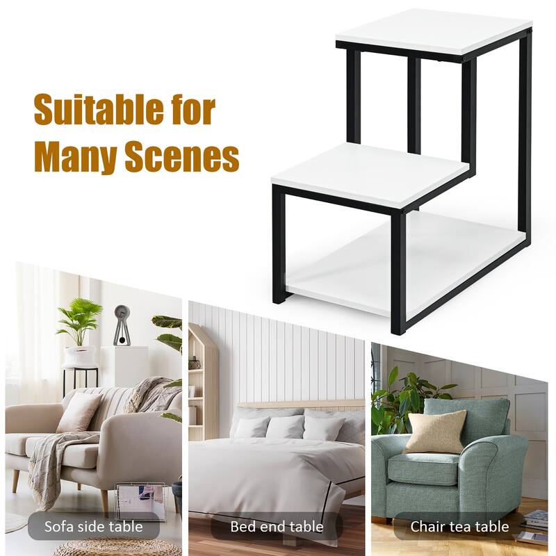 Costway 3-Tier End Table Sofa Side Table Night Stand W/ Shelf for