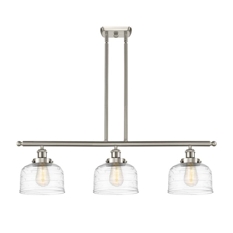Innovations Lighting 916-3I-11-36 Bell Linear Bell 3 Light 36" Wide - Brushed Satin Nickel / Clear Deco Swirl