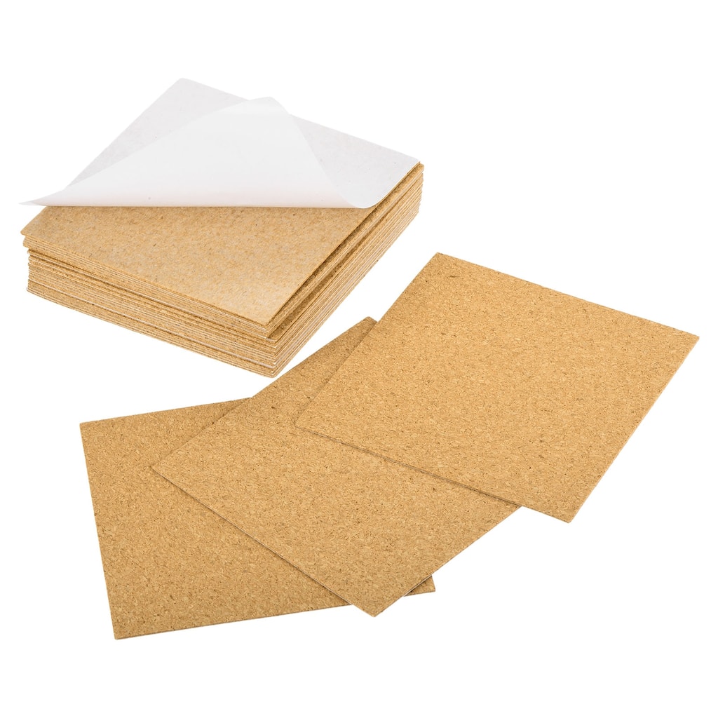 28Pcs Self Adhesive Cork for Coaster, Square Cork Tile