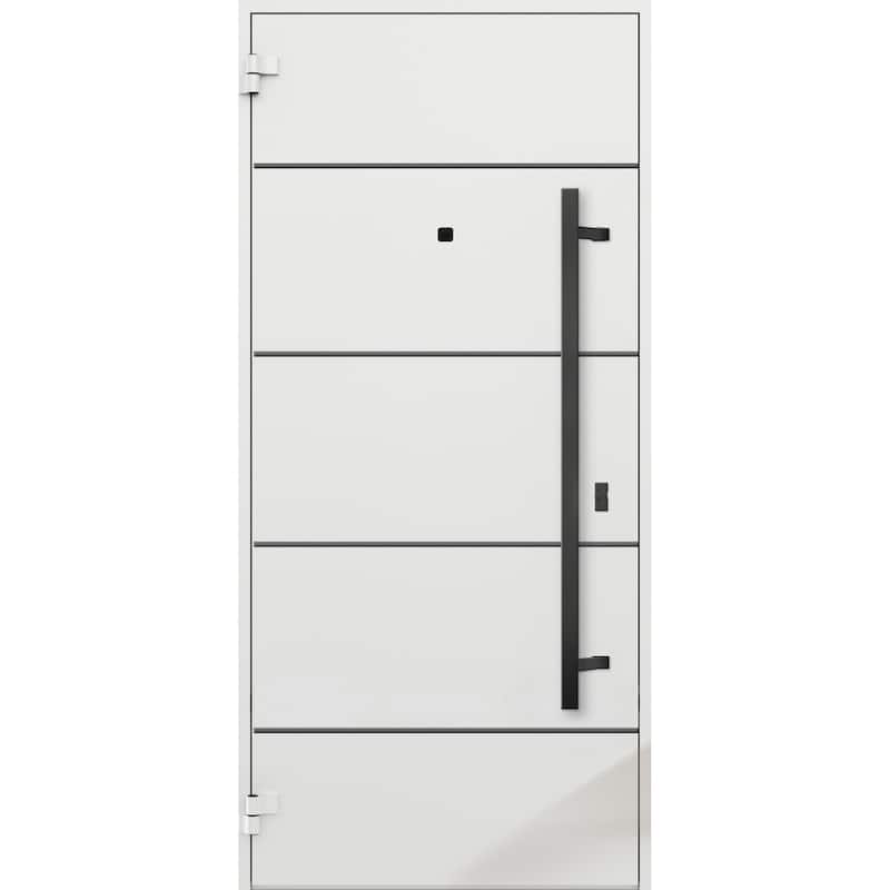 Exterior Prehung Steel Entry Door 0131 Black Enamel 2 Sidelites Top Window Stainless Steel Inserts W16+36+16xH80+16