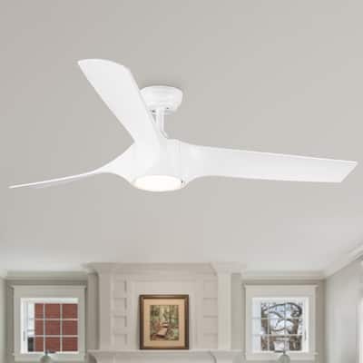 56 in. Matte White Indoor Ceiling Fan with Integrated LED Light Kit and Remote Control - 56 INCHES