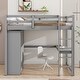 preview thumbnail 1 of 15, Wooden Full Size Loft Bed with Storage Wardrobe, Desk, Shelves and Drawers Grey