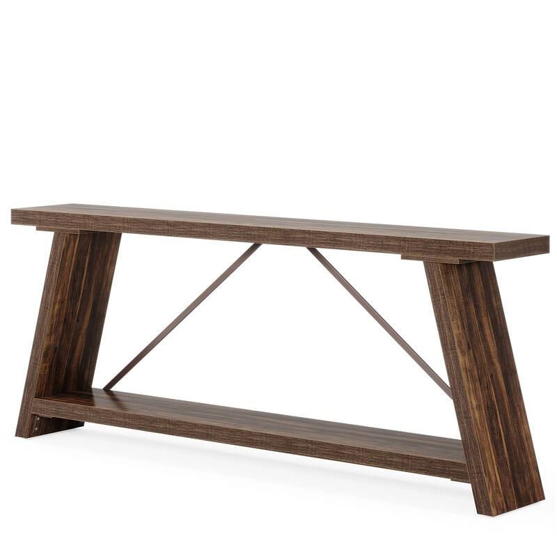 70.9" Extra Long Industrial Console Table Behind Couch with Storage Shelves for Living Room, Foyer