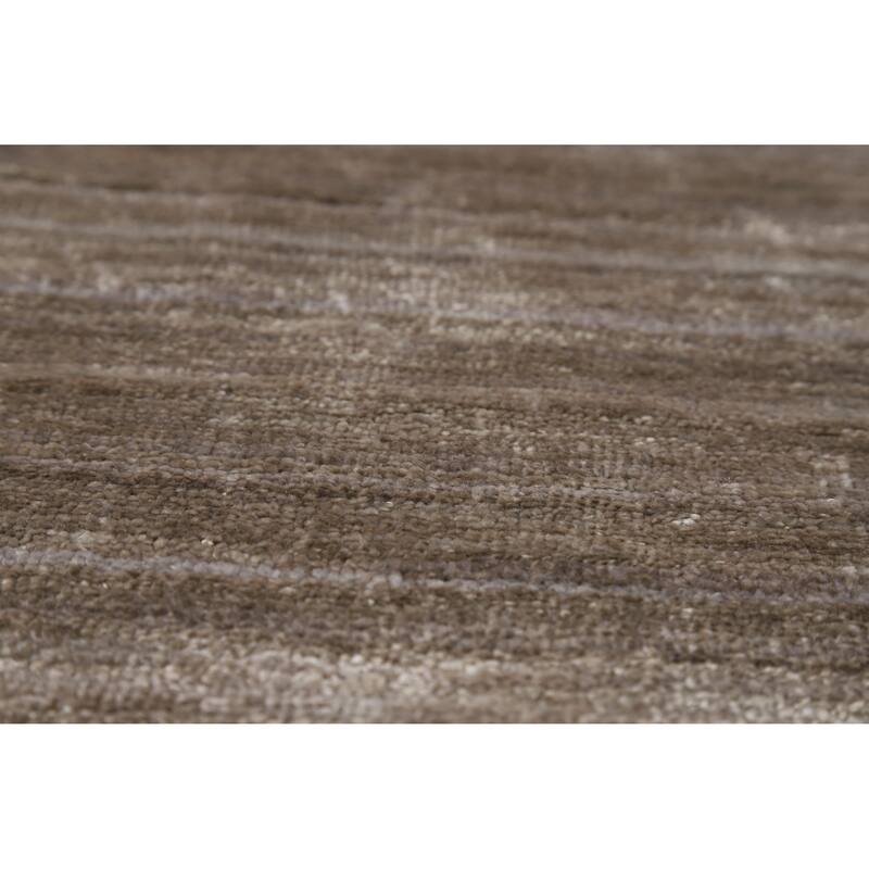 Light Brown Gabbeh Oriental Area Rug Hand-Knotted Silk Carpet - 8'11" x 11'10"