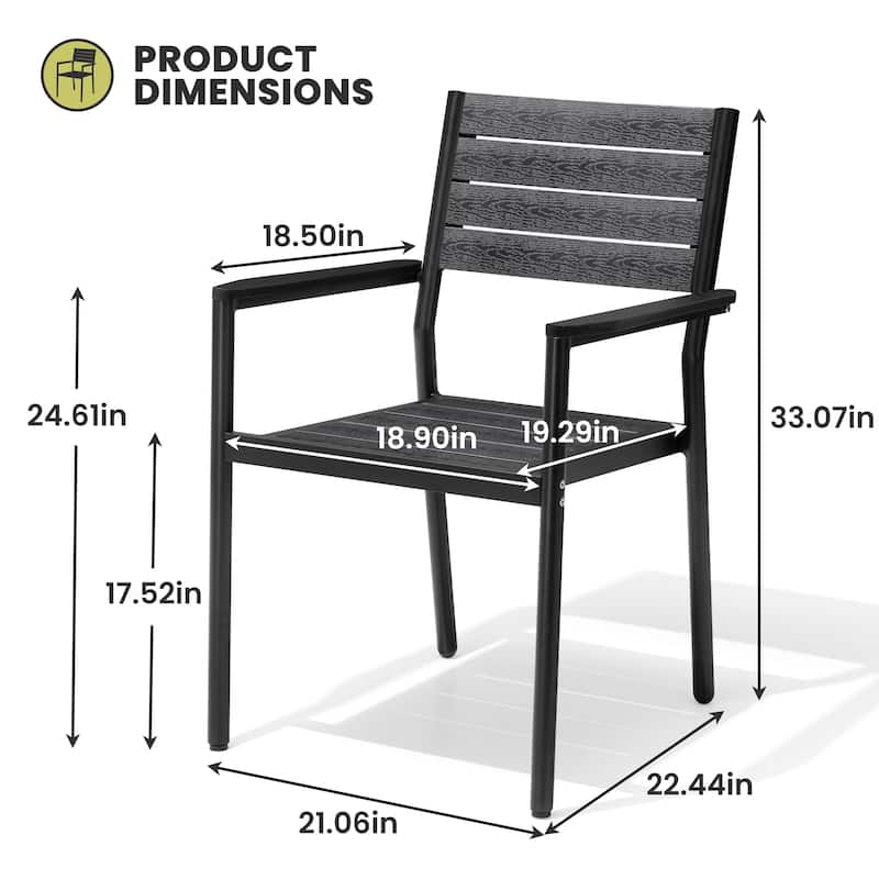 Outdoor Aluminum Dining Chairs Modern Stackable Armchairs