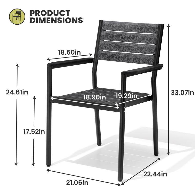 Outdoor Patio Dining Chairs Modern Aluminum Stackable Armchairs - See Picture