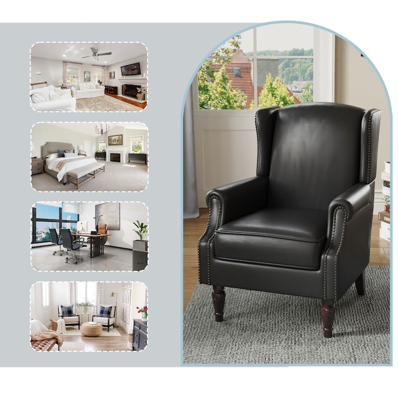 Wingback Accent Chair Nailhead Trim Living Room Reading Chair