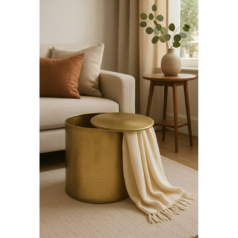 Timbergirl Gold Iron End Table with Storage - 18"