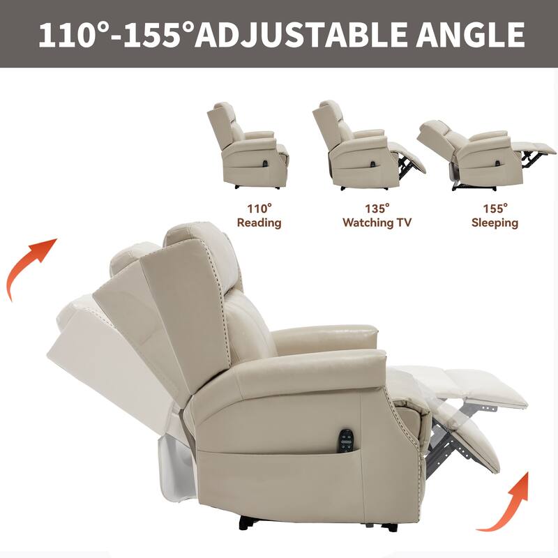 Faux Leather Recliner with 155 Degree Recline and 8 Vibration Nodes