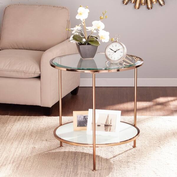 Shop 26 25 Gold And White Contemporary Round End Table