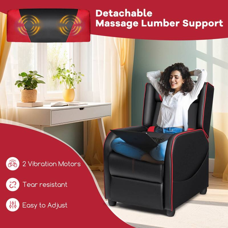 Goplus Massage Gaming Recliner Chair Single Living Room Sofa Home