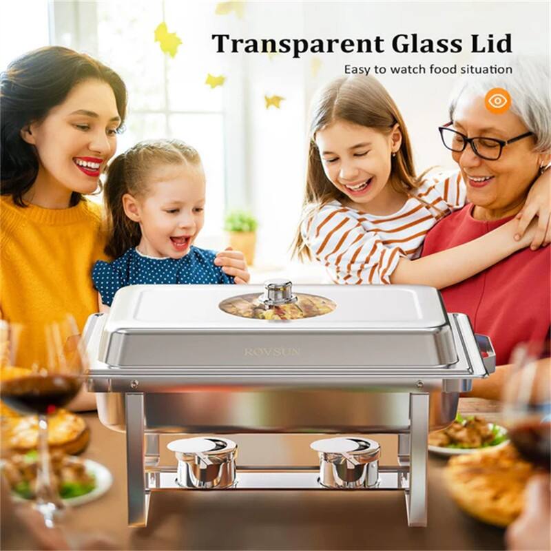 8 QT Rectangular Stainless Steel Chafing Dish Buffet Set