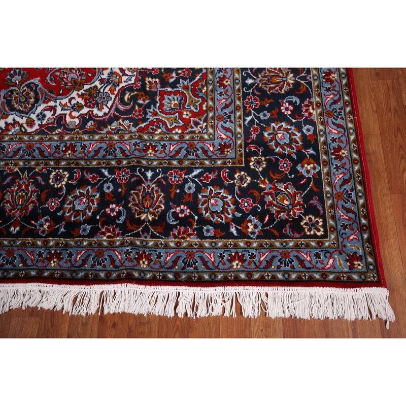Traditional Red Kashan Turkish Rug Floral Oriental Machine-Made Carpet - 9'7" x 12'7"