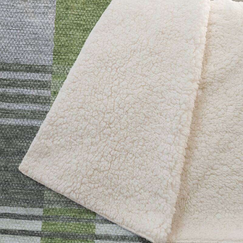 Premium Machine Washable Contemporary Sherpa Throw Blanket