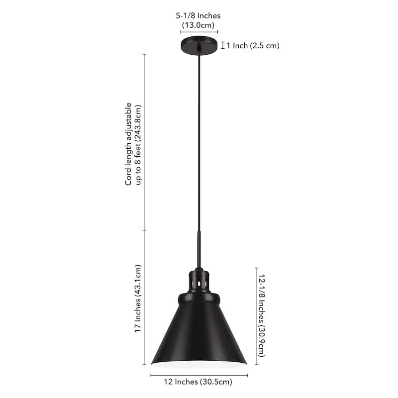 Zeno 12" Wide Pendant with Metal Shade