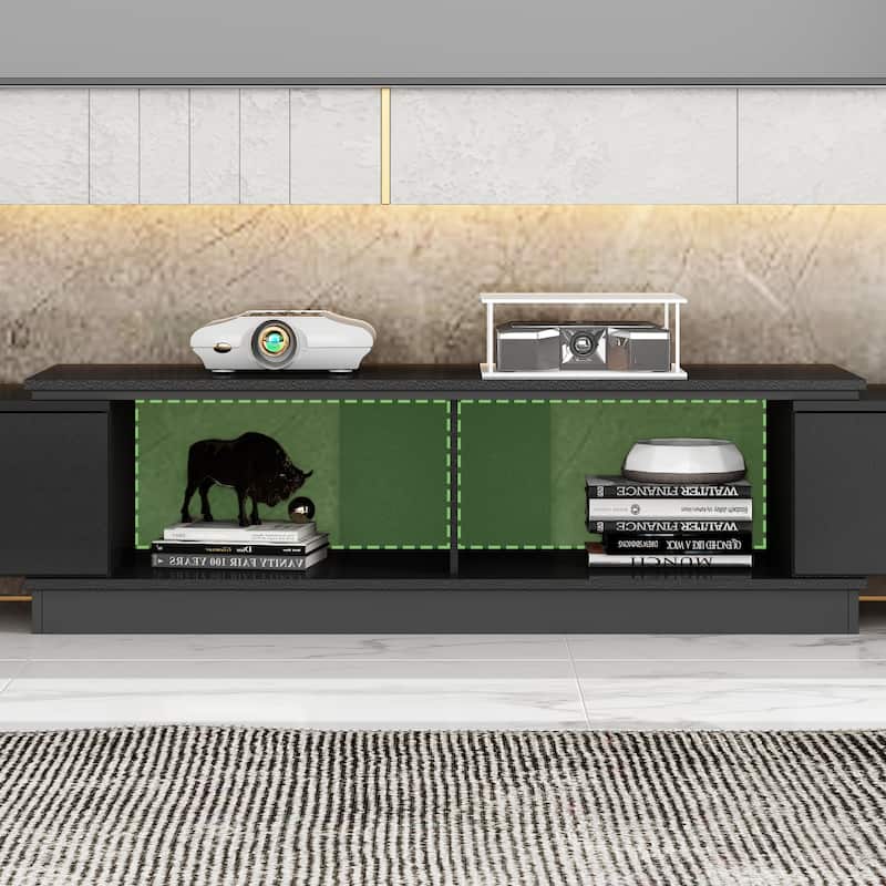 Extendable Modern TV Stand for TVs up Black/White Living Room Table