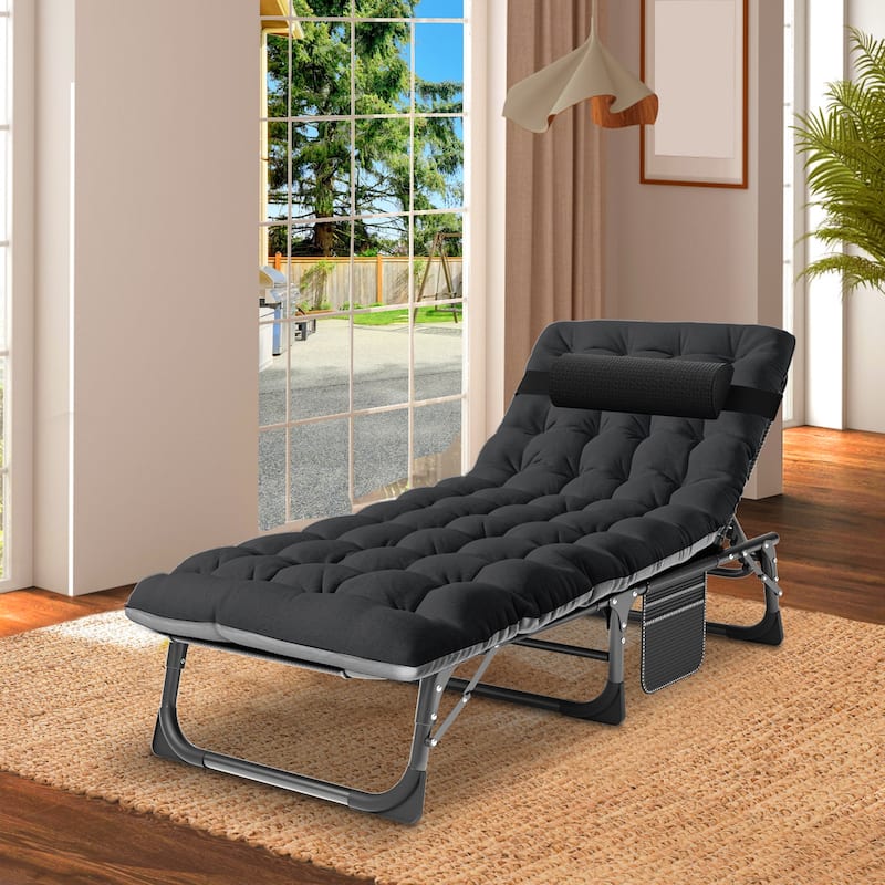 DoCred Upgraded Thicked Folding Camping Cot with Thicked Mattress - Black