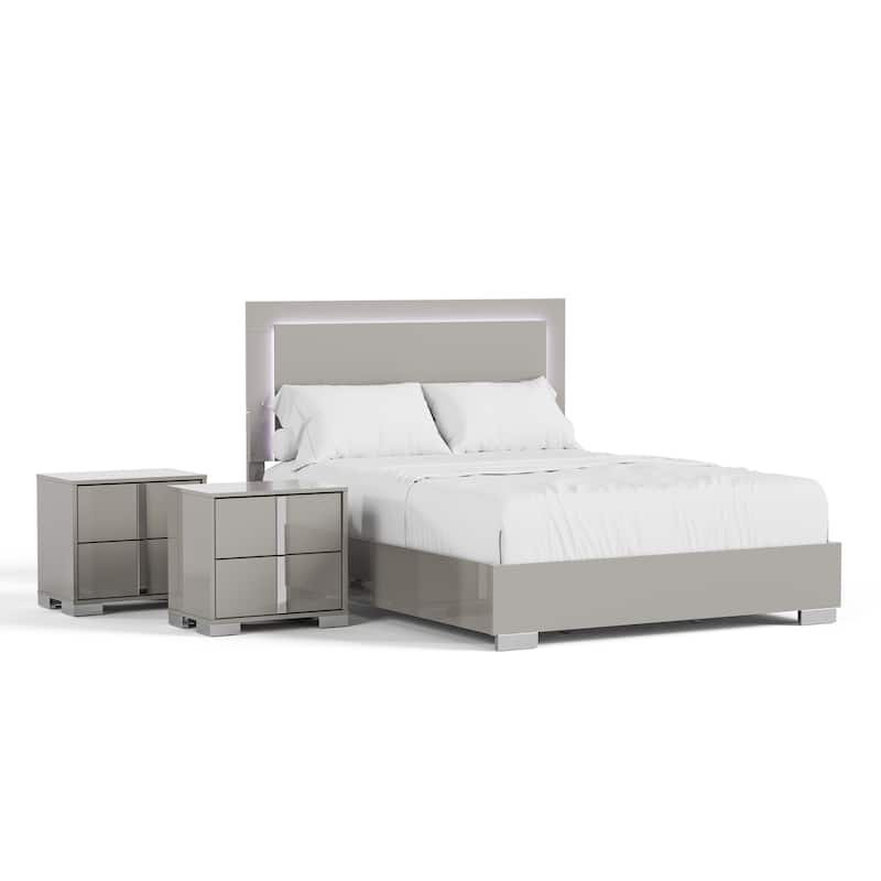 Furniture of America Erina Modern Glossy 3-Piece Panel Bedroom Set