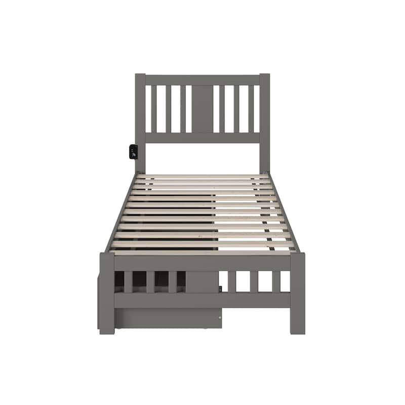 Twin Bed with Footboard & Drawers - Classic Comfort Grey Bedroom Furniture