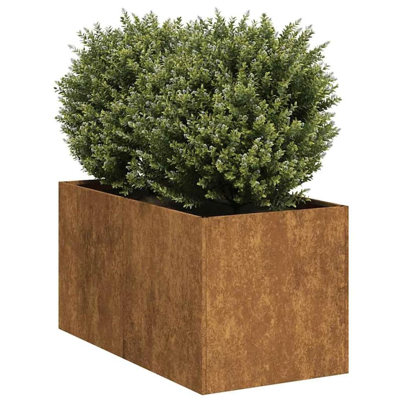 vidaXL Planter Raised Garden Bed Plant Flower Stand Rusty Weathering Steel - 31.5 x 15.7 x 15.7