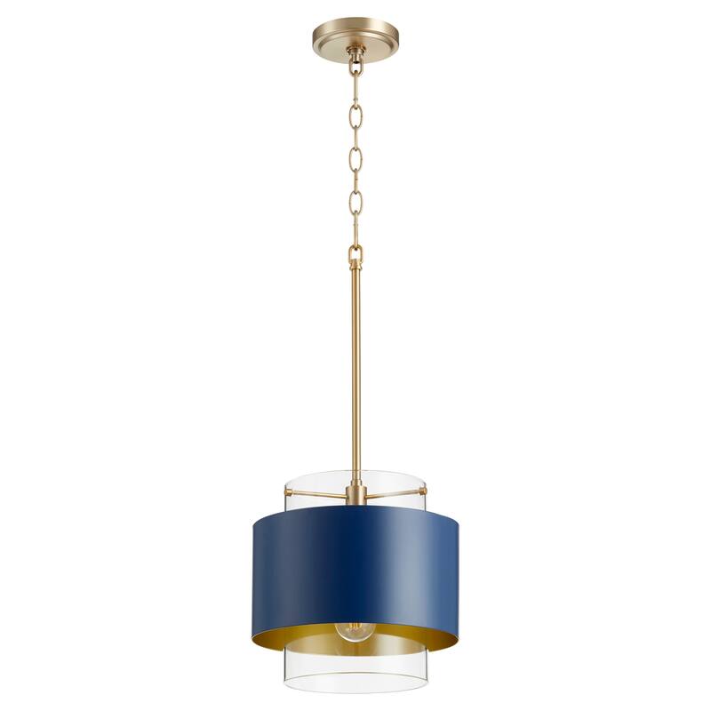 Quorum International 11" Wide Pendant with Metal and Glass Shade