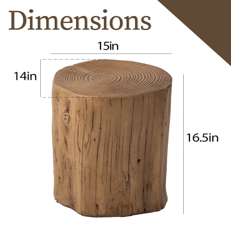 COSIEST Outdoor Wood Tree-Trunk End Table