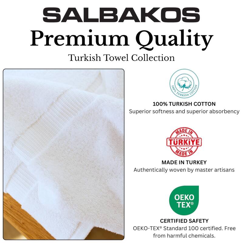 Salbakos Cotton Bath Towels Turkish Cotton Soft Absorbent Set of 4 - 27x54