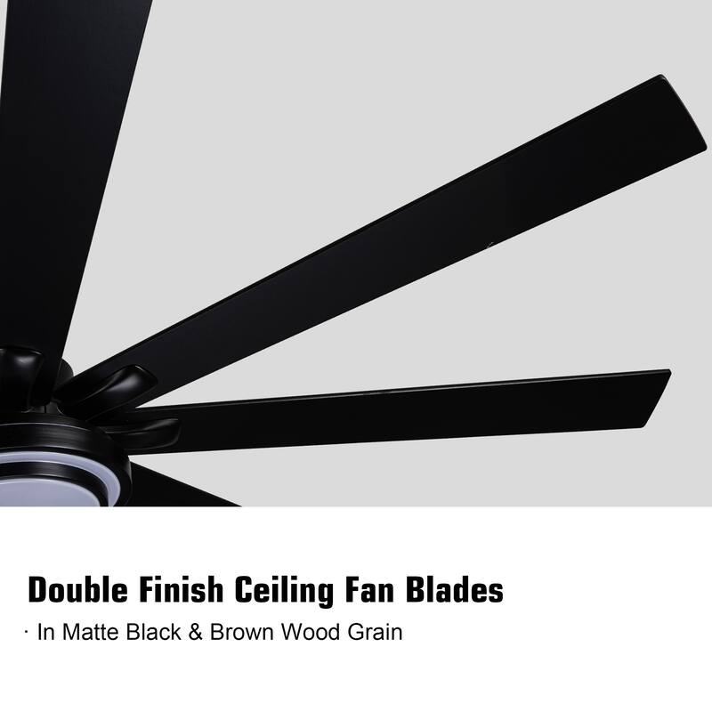 52 Inch/66 Inch/72 Inch Modern Ceiling Fan with Dimmable LED Light ,Remote&APP Control,8 Blades for Large Living Room,Porch