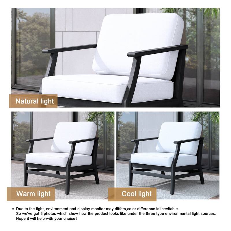 Teak Outdoor Patio Club Chairs Loveseat with Cushions