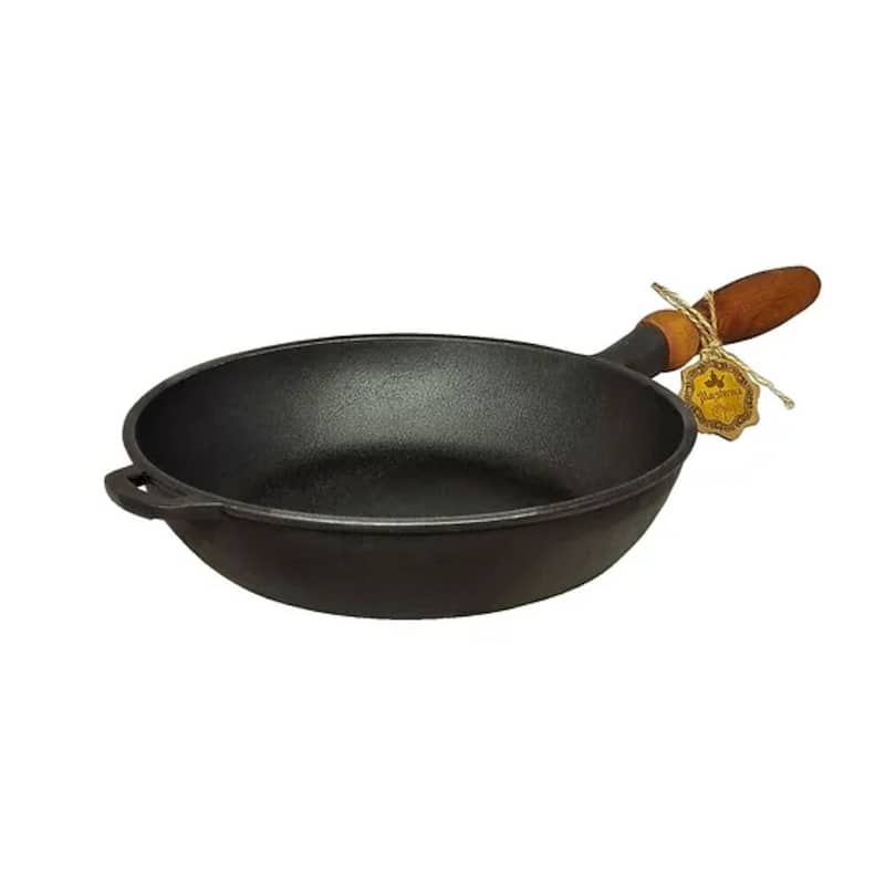 Cast Iron Frying Pan Brazier w/ Wooden Handle