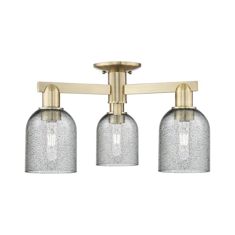 Innovations Lighting Endless Possibilities Arcadia - Caledonia - 3 Light 23" Semi-Flush Mount with Charcoal Shade - Antique Brass/Charcoal