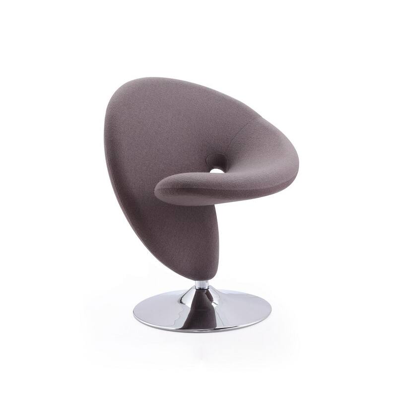 Manhattan Comfort Curl Polished Chrome Wool Blend Swivel Accent Chair - Grey