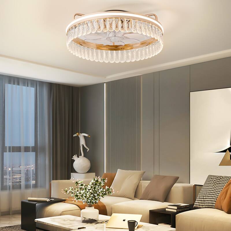 20-In LED Rosa Gold Chandelier Ceiling Fan with Light Remote(7-blade)