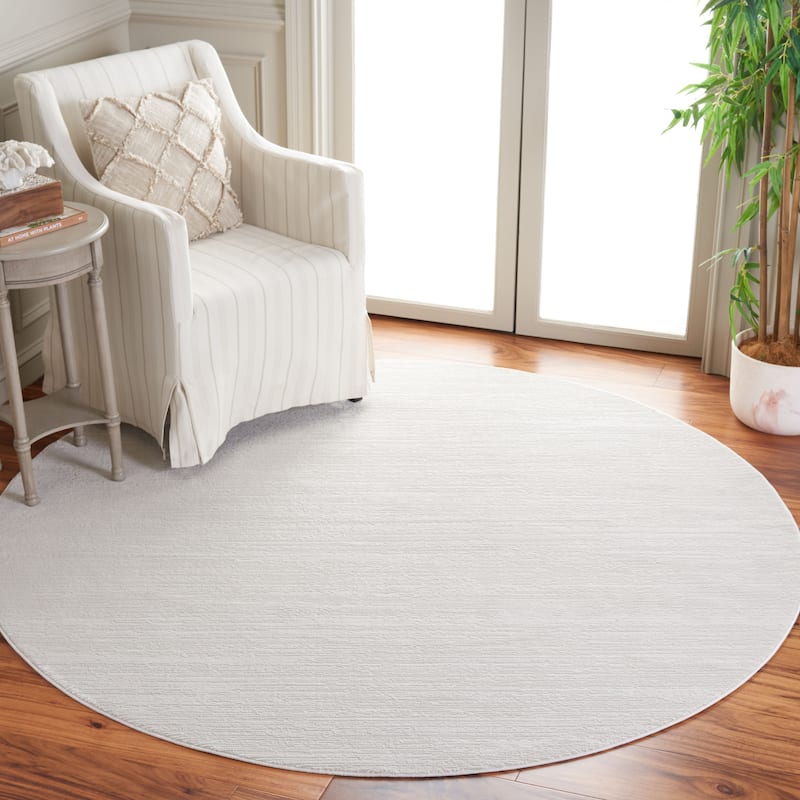 SAFAVIEH Diamond Kiki Modern Abstract Fringe Rug - 6'7" Round - Ivory/Beige
