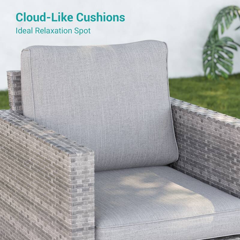 BONOSUKI 2-Piece Patio Chair Set Brown Rattan Swivel Rocking Chair Set, Outdoor Furniture PE Wicker Set