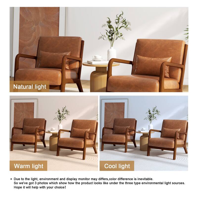 2 Set Mid Century ModernUpholstered Accent Chairs Armchair with Pillow
