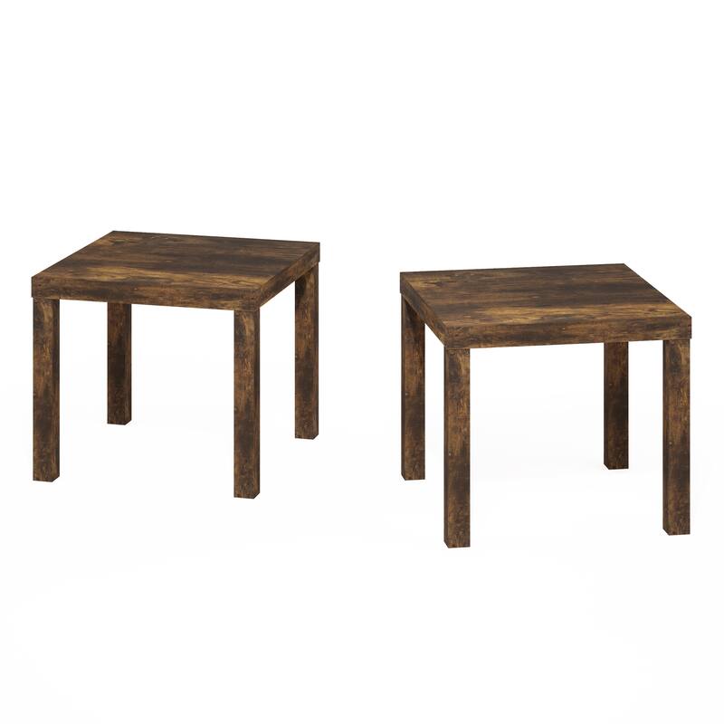 Furinno Classic Homey Square Side Table, Set of 2, Black