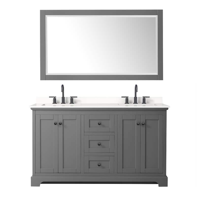 Avery 60-inch Double Vanity, Quartz Top, 58-inch Mirror
