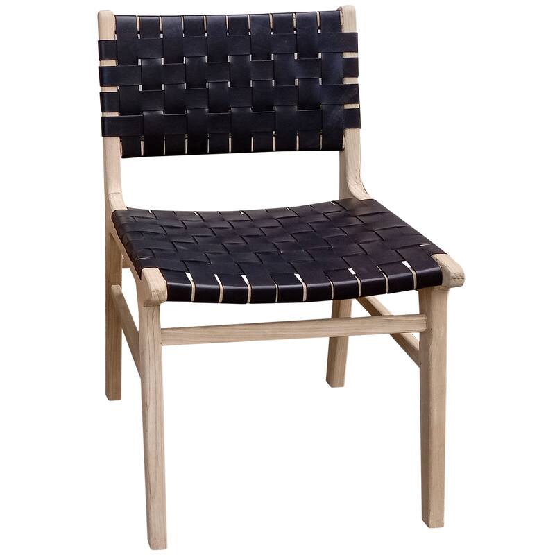 SAFAVIEH Home Taika 18-inch Woven Leather Dining Chair [SET of 2] - 20Wx22Dx33H